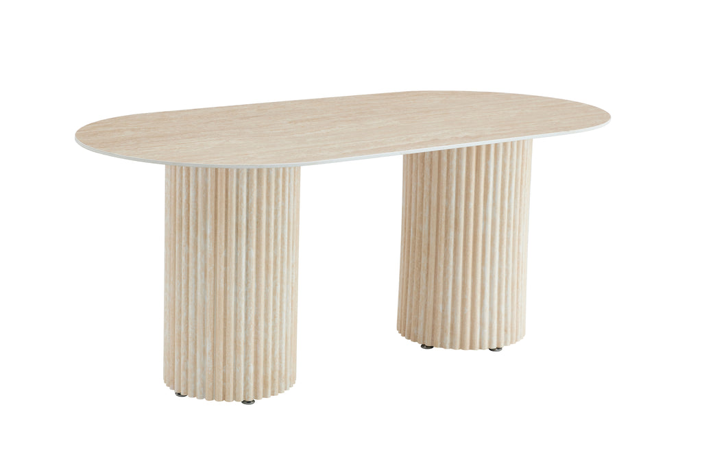 Table à manger Alma effet travertin