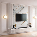 Panneau mural PVC effet marbre Carrara Gold – 120 × 255 cm
