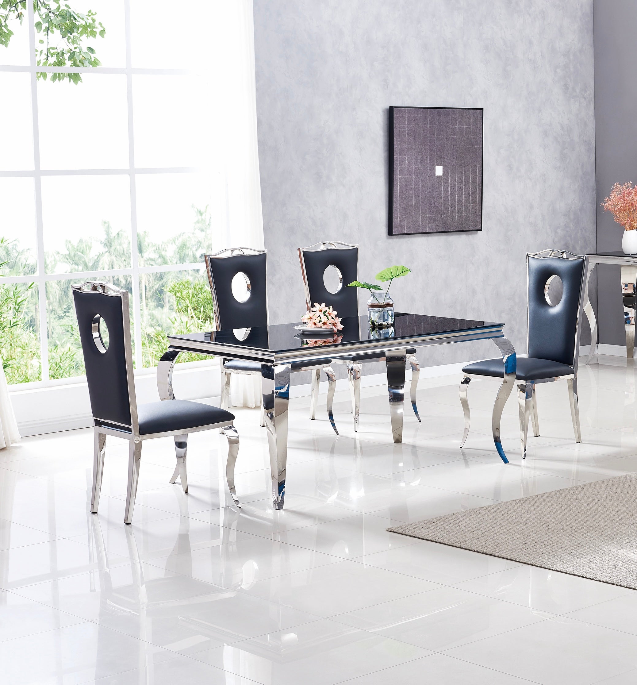 Chaise baroque noir argent