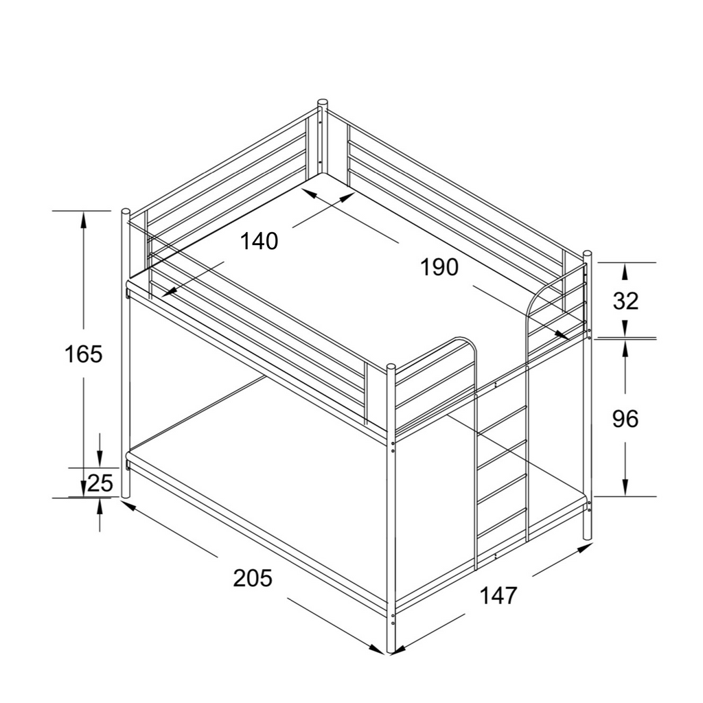 Lit superposé 2+2 noir 140x190