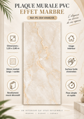 (Lot de 2) Panneau mural PVC effet marbre Vanille – 122 x 280 cm