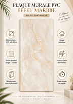 (Lot de 2) Panneau mural PVC effet marbre Vanille – 122 x 280 cm