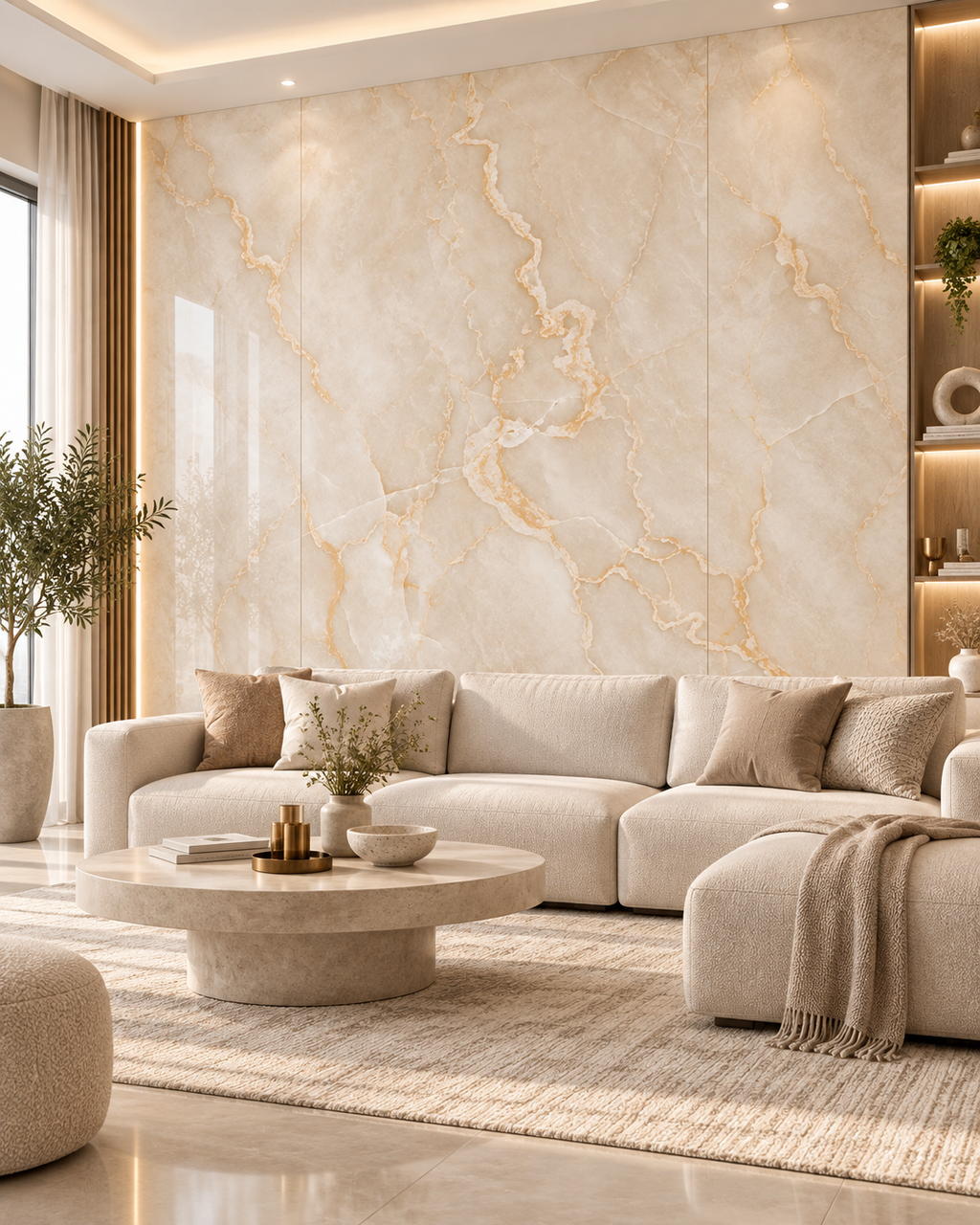 (Lot de 2) Panneau mural PVC effet marbre Vanille – 122 x 280 cm