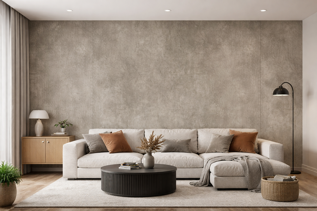 Panneau mural spc mat effet béton beige