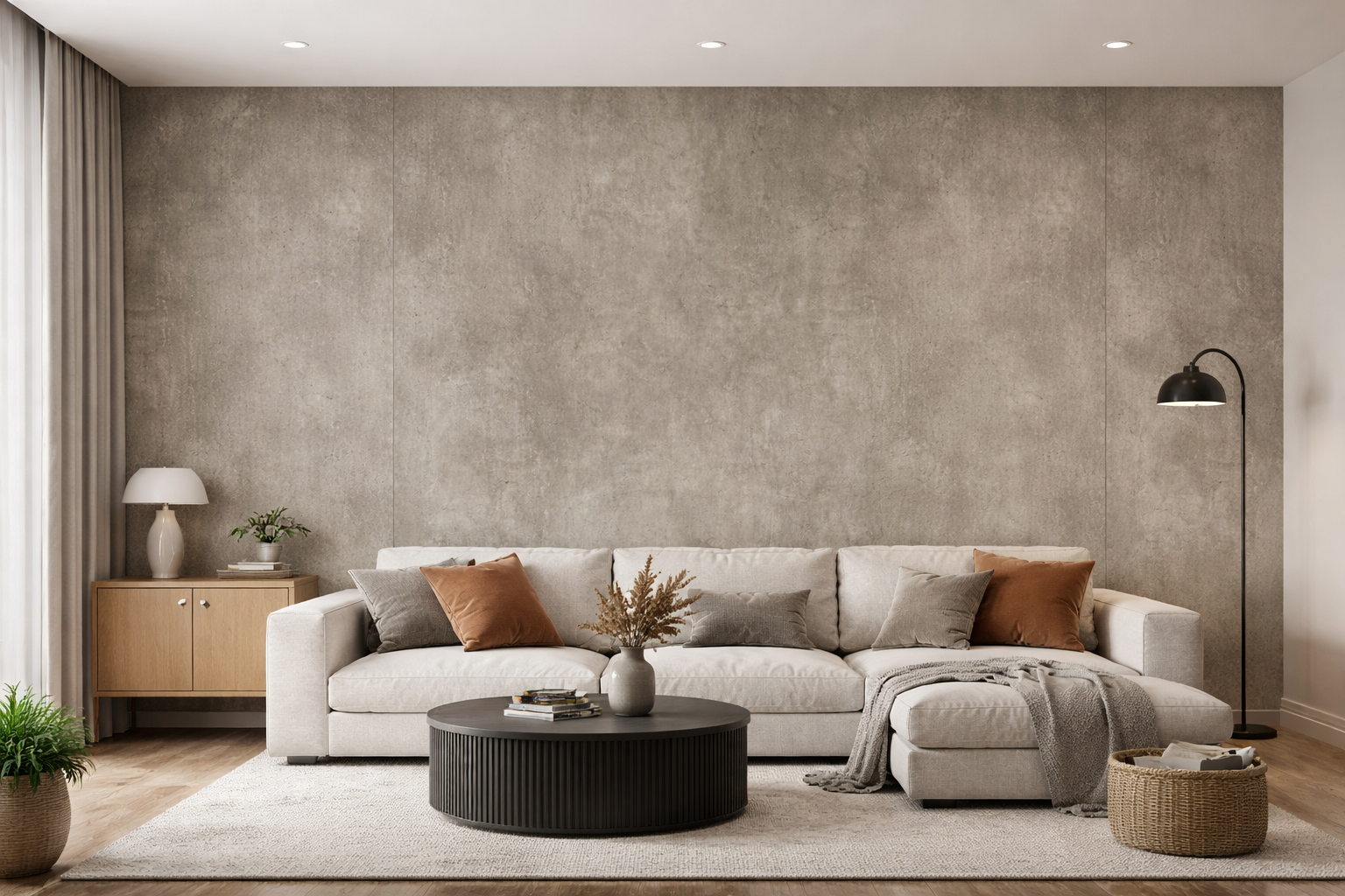 Panneau mural spc mat effet béton beige