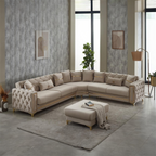 Canapé d’angle Olivya beige doré