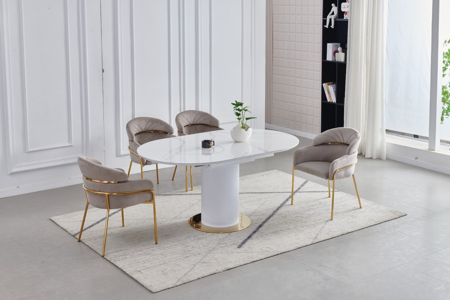 Table ronde extensible Porro doré