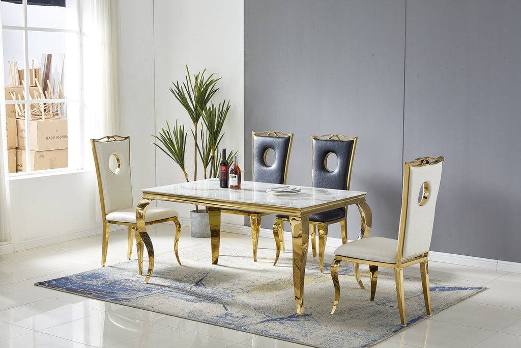 Table à manger baroque marbre doré